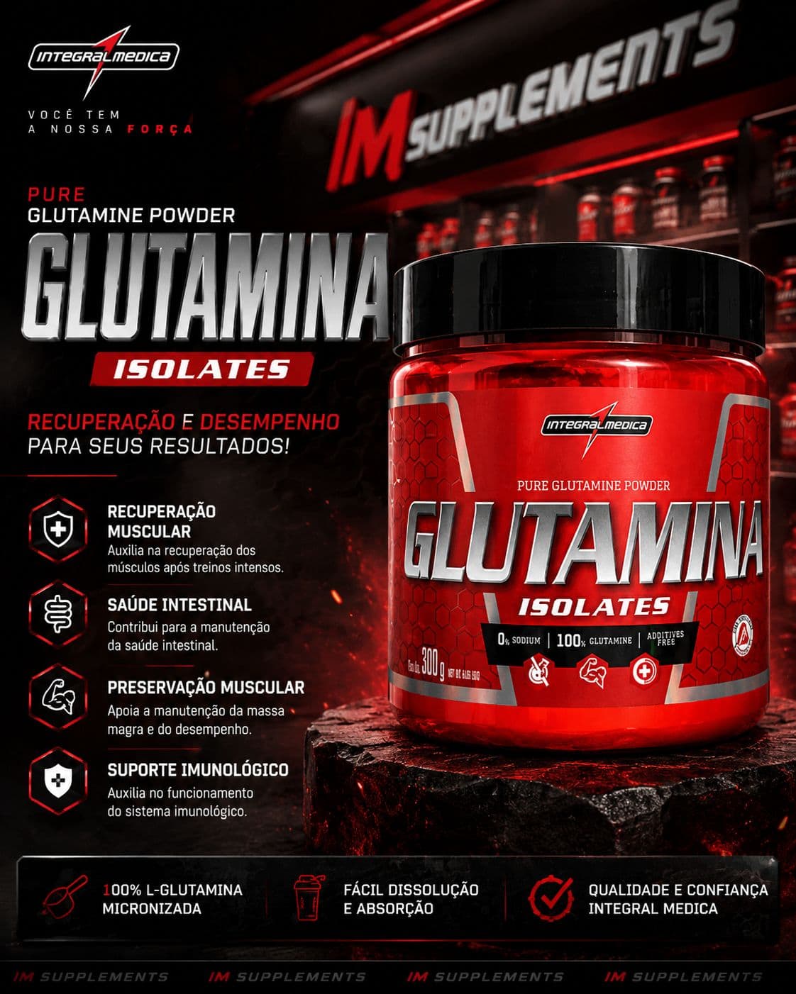 Glutamina Isolates 300g