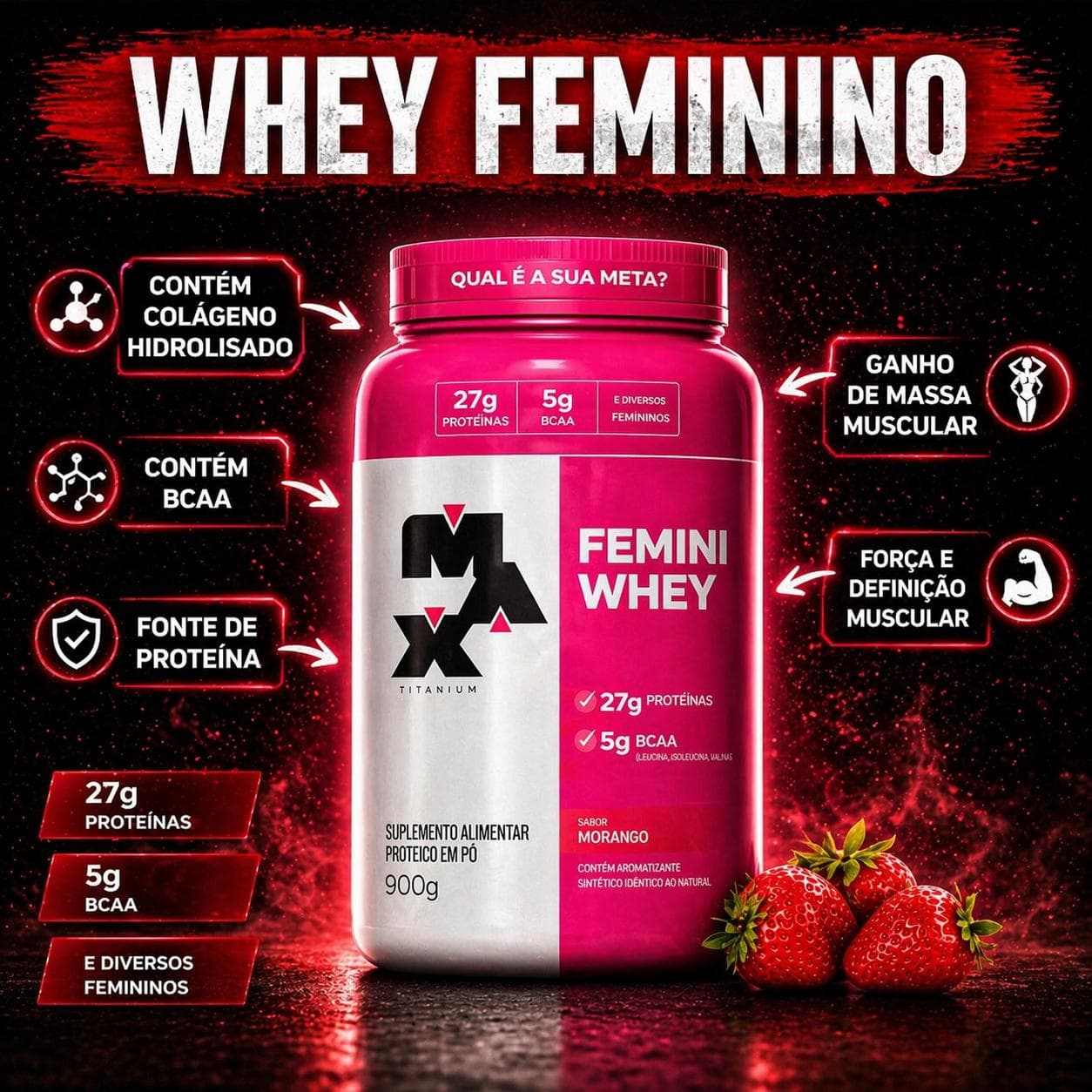 Femini Whey Morango 900g