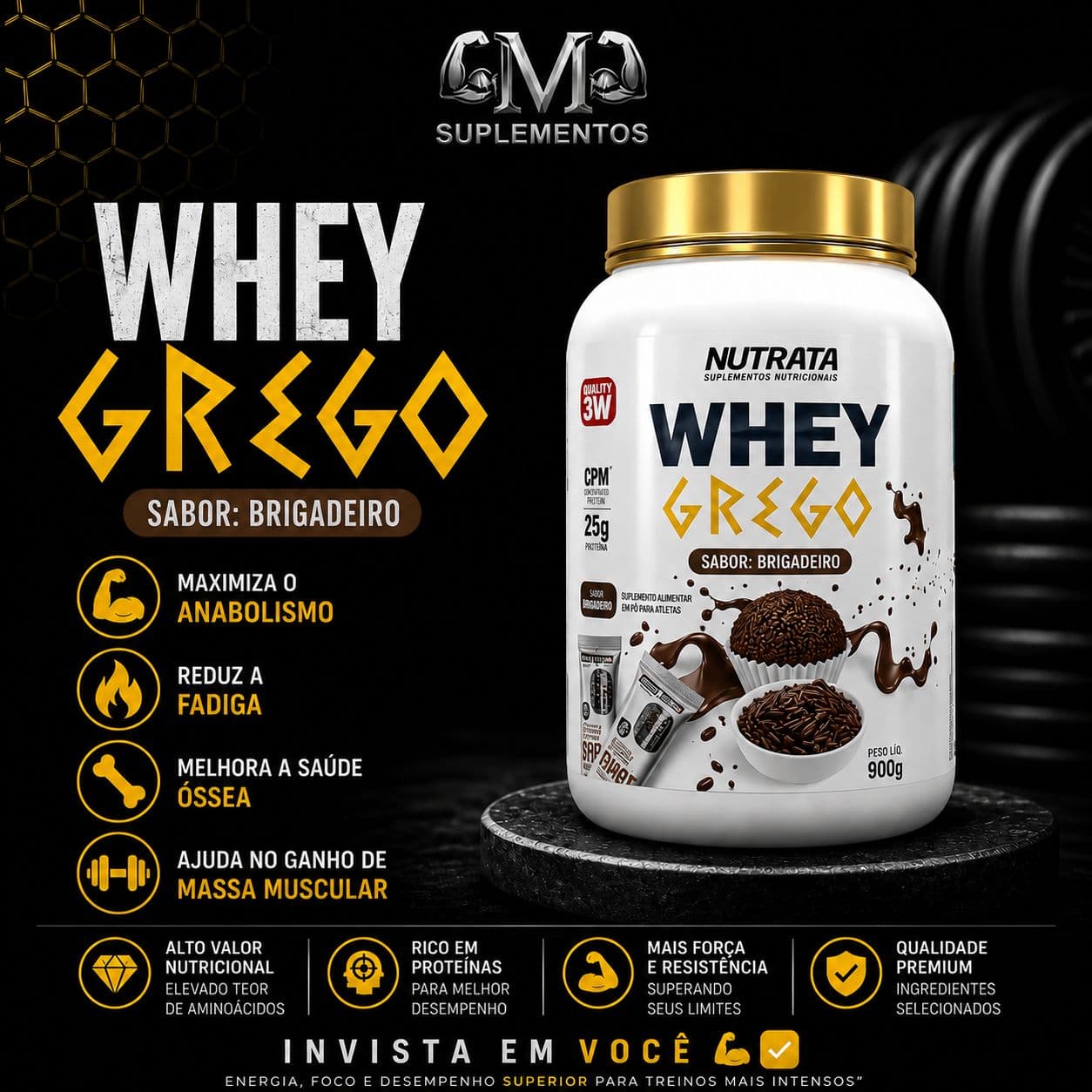 Whey Grego Brigadeiro 900g