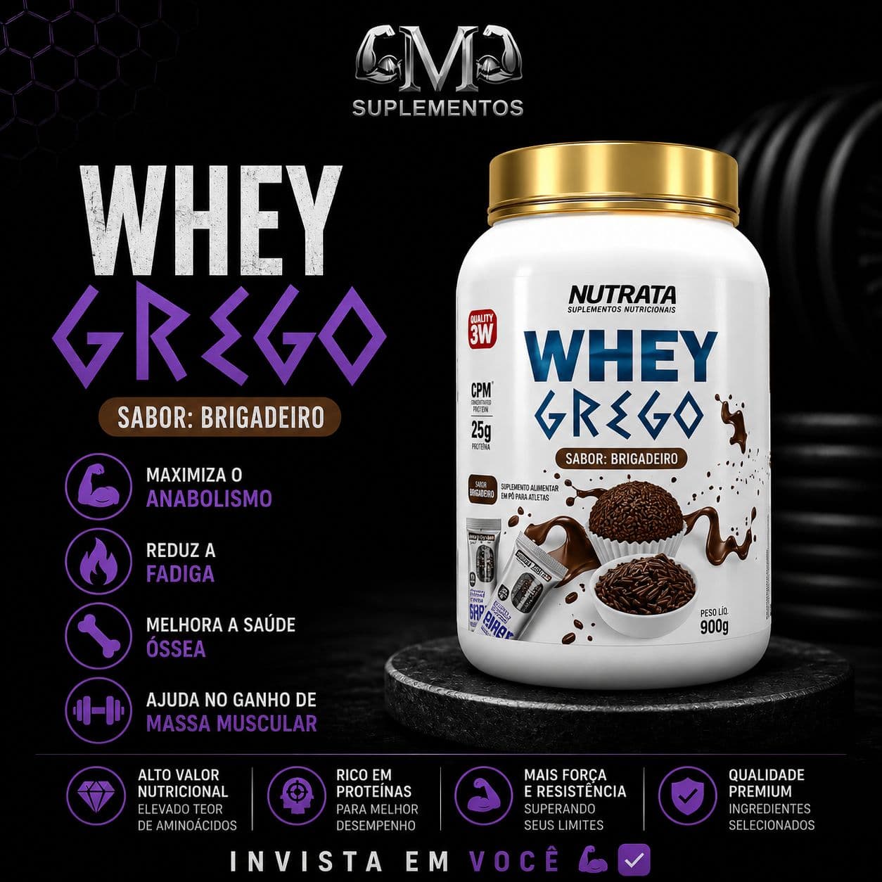 Whey Grego Brigadeiro 900g (Ed. Especial)