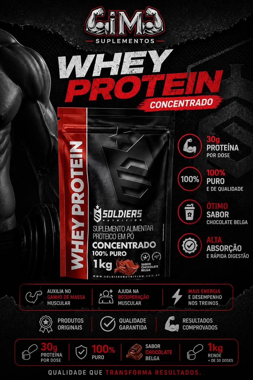 Whey Protein Concentrado Chocolate Belga 1kg